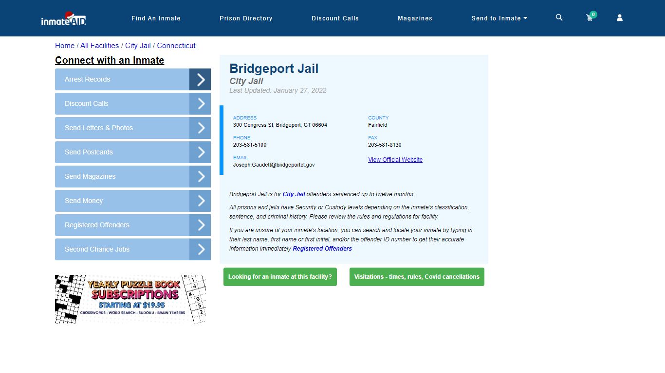 Bridgeport Jail | Inmate Locator