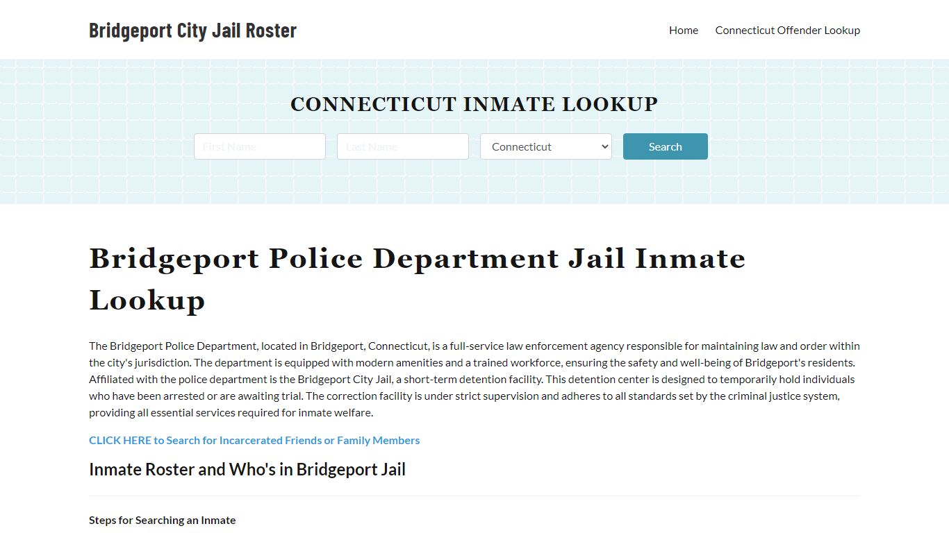 Bridgeport Police Department & City Jail, CT Inmate Roster, Arrests ...